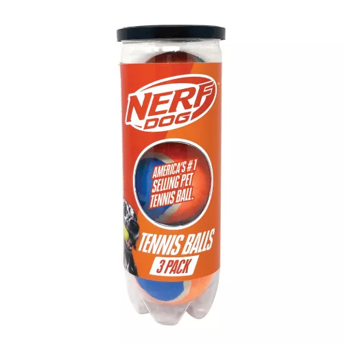 NERF DOG Játék kutyáknak 3 db teniszlabda sípoló nélkül nyomásálló dobozban 6,5 cm