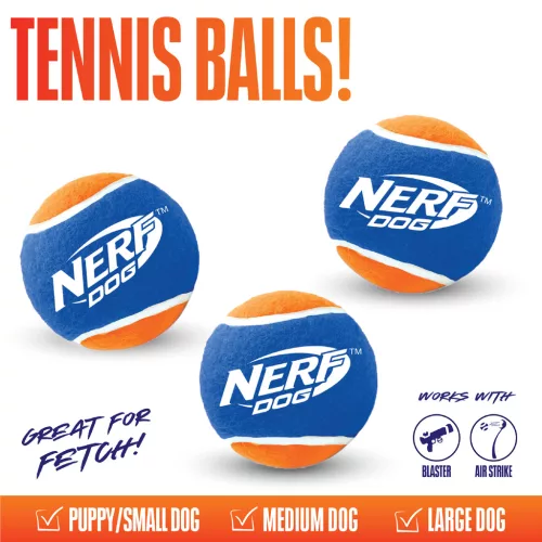 NERF DOG Játék kutyáknak 3 db teniszlabda sípoló nélkül nyomásálló dobozban 6,5 cm
