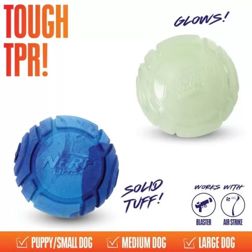 NERF DOG Ajándék szett - világító labda Lightning 6,5 és Sonic labda mogyoróvaj illattal 6,5 cm