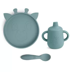   NUUROO Szilikon 3 részes szett itatópohárral- Világoskék Zsiráf