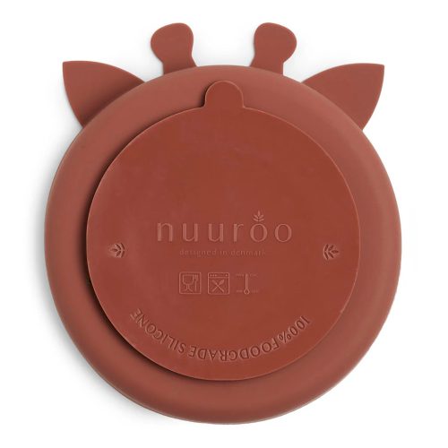 NUUROO Osztott szilikon tányér  zsiráf - mahagóni
