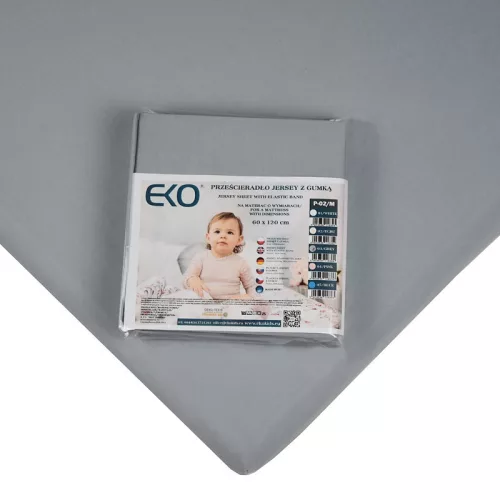 EKO Lepedő gumírozott jersey szürke 120x60 cm
