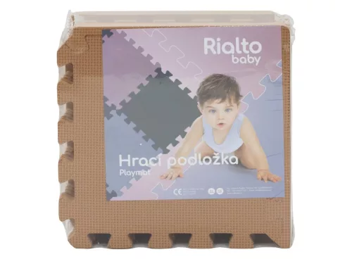 Puzzle habszivacs játszószőnyeg szegéllyel Brown 92x92 cm