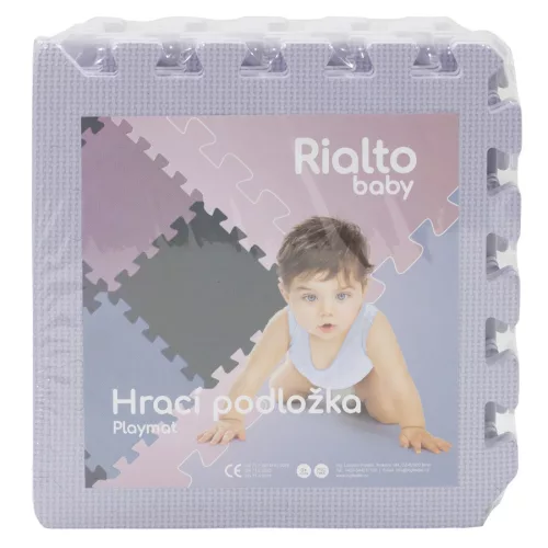 Puzzle habszivacs játszószőnyeg szegéllyel Silver 92x92 cm