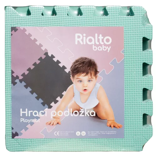 Puzzle habszivacs játszószőnyeg szegéllyel Light Green 92x92 cm