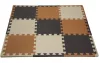 Puzzle habszivacs játszószőnyeg szegéllyel Brown Beige Grey 92x92 cm