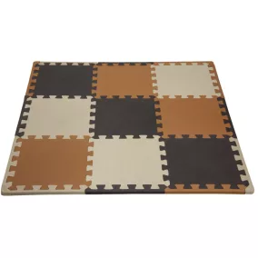   Puzzle habszivacs játszószőnyeg szegéllyel Brown Beige Grey 92x92 cm