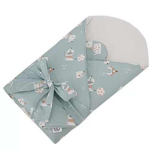 EKO Bebújós takaró pamutból kókusz kivehető betéttel és masnival Dogs Mint 75x75 cm