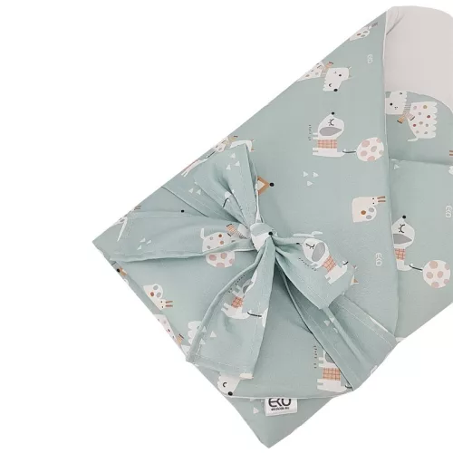 EKO Bebújós takaró pamutból kókusz kivehető betéttel és masnival Dogs Mint 75x75 cm