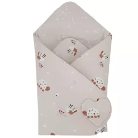   EKO Csomagolókendő pamut kétoldalas Bees Stars Beige 75x75 cm