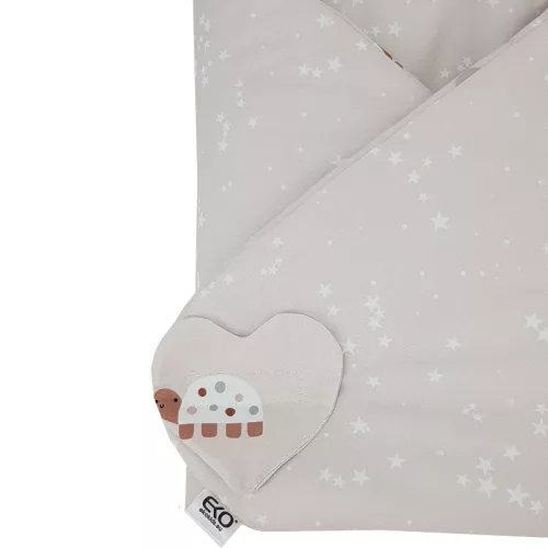 EKO Csomagolókendő pamut kétoldalas Bees Stars Beige 75x75 cm