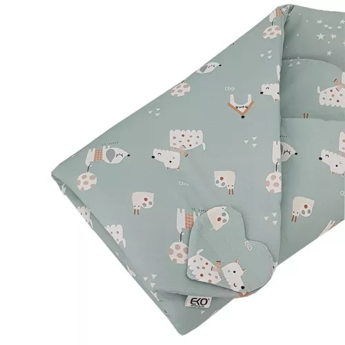 EKO Kifordítható pamut pólya Dogs Stars Mint 75x75 cm