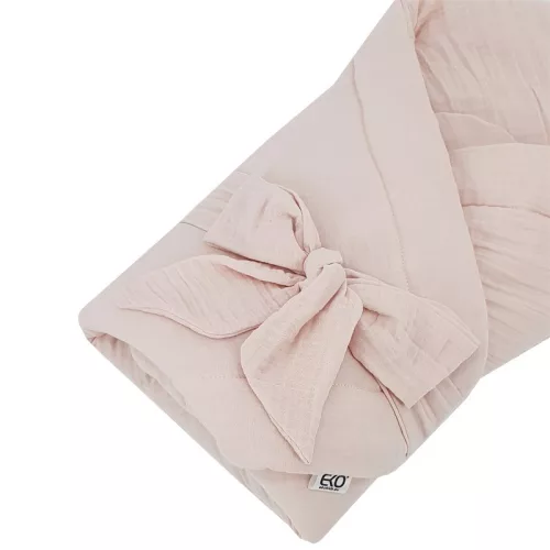 EKO Muszlin pólya kókusz kivehető betéttel és masnival Powder pink 75x75 cm