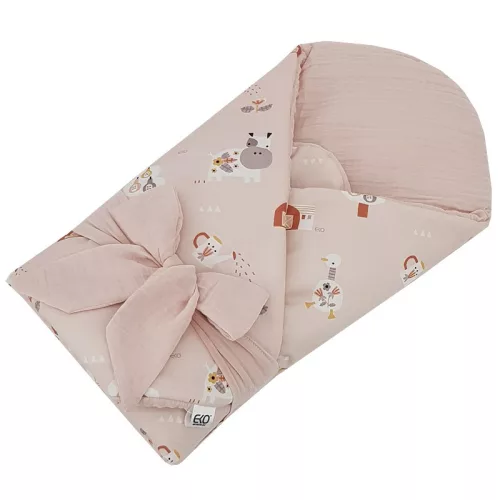 EKO Muszlin pólya kókusz kivehető betéttel My farma Muselin Powder pink 75x75 cm