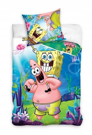 SPONGE BOB Ágyneműgarnitúra 100% pamut 140x200 + 65x65