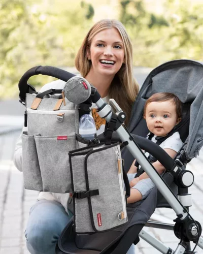 SKIP HOP Duo Signature pelenkázótáska szürke melírozott