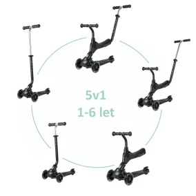   QPLAY Roller Sema Pro Black, 5 az 1-ben, LED kerekekkel, 1-6 éves korig