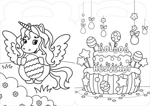 Unikornisok húsvétja - kifestő gyerekeknek
