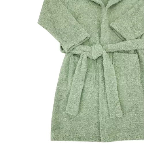 EKO Köntös pamutból kapucnival és fülekkel Olive green méret L 92-98