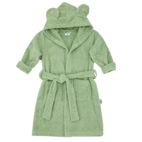 EKO Köntös pamutból kapucnival és fülekkel Olive green méret L 92-98