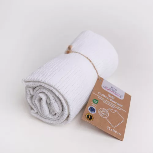 BABYMATEX Kötött pamut takaró 75x100cm Sisi fehér