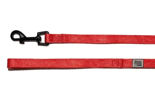 EXPLORER DOG  Póráz  piros topográfia S - 120x1,5 cm