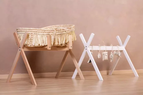 Childhome Tipi Mózeskosár Állvány + Babatornázó - Fa - Fehér