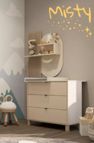 Todi Misty Kasmír - 3 fiókos komód pelenkázó toldalékkal