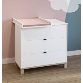   Todi Misty Fehér - 3 fiókos komód pelenkázó toldalékkal