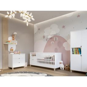   Todi Misty White babaszoba szett,140-es babaágy, pelenkázó komód,  nagyszekrény