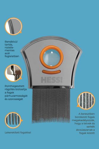 HESS! Fémházas tetűfésű nagyítóval