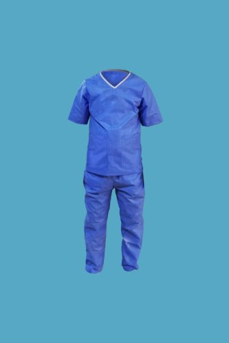 Apás szülés szett - Alap - arcmaszk, zsilipruha, hajháló, cipővédő - kék - L