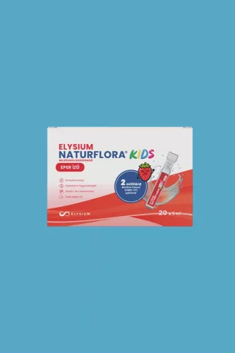 Elysium Naturflora Kids eper ízű belsőleges szuszpenzió édesítőszerrel és 2 milliárd Bacillus Clausii (UBBC-07) spórával - 20 x 5 ml