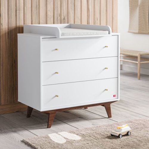 VOX Mid II babaszoba bútor szett, babaágy 140-es, pelekázó komód, szekrény  - fehér