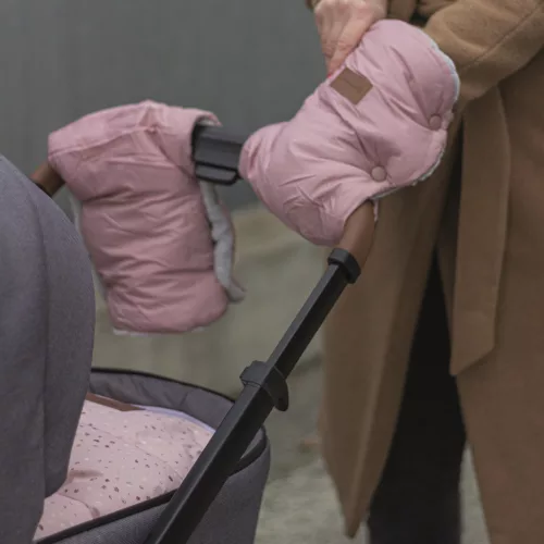PETITE&MARS Téli szett Jibot 3in1 bundazsák + kézmelegítő kesztyű babakocsira Jasie Dusty Pink
