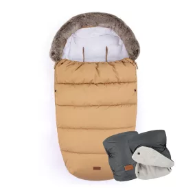   PETITE&MARS Bundazsák Comfy 4in1 Elegant Caramel + Kesztyű Jasie Charcoal Grey