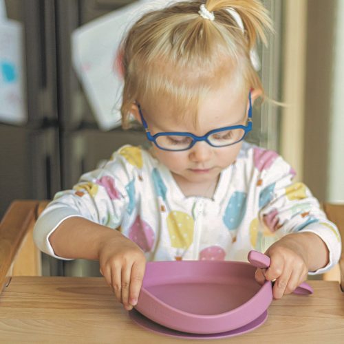 PETITE&MARS Szilikon 2 részes étkészlet TAKE&MATCH  tányér + evőeszközök Dusty Rose 6hó+