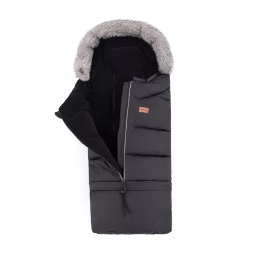 PETITE&MARS Téli szett Arctic 4in1 bundazsák + kézmelegítő kesztyű babakocsira Furry Forever Black