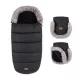 PETITE&MARS Téli szett Comfy 4in1 bundazsák + kézmelegítő kesztyű babakocsira Furry Forever Black