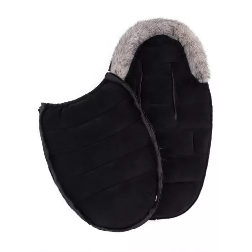 PETITE&MARS Téli szett Comfy 4in1 bundazsák + kézmelegítő kesztyű babakocsira Furry Forever Black