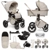 MUUVO KÉSZLET Babakocsi Quick Boho Beige szett 2v1 + CYBEX Aton B2 i-Size + alap