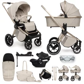   MUUVO KÉSZLET Babakocsi Quick Boho Beige szett 2v1 + CYBEX Aton B2 i-Size + alap