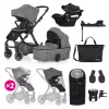 PETITE&MARS KÉSZLET Babakocsi 4v1 ICON Dove Grey XXL AIR + CYBEX Aton B2 i-Size