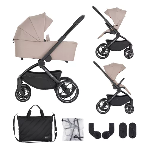 PETITE&MARS Kombinált babakocsi SCOUT 3 az 1-ben Cappuccino Cream + Core Pro i-Size 