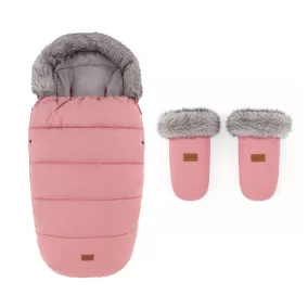   PETITE&MARS Comfy 4v1 téli bundazsák szett + babakocsi kézmelegítő Fjora Old Rose