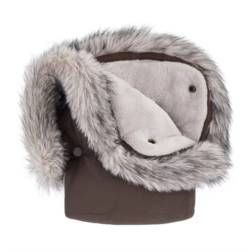 PETITE&MARS Comfy 4v1 téli bundazsák szett + babakocsi kézmelegítő Furry Rich Brown