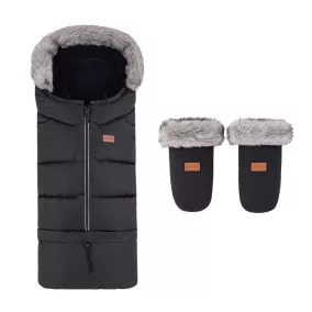   PETITE&MARS Arctic 4v1 téli bundazsák szett + babakocsi kézmelegítő Fjora Forever Black
