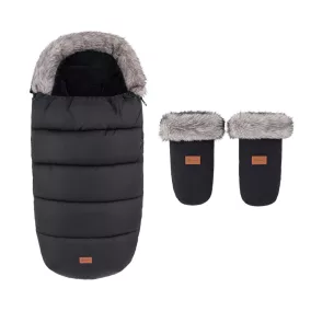   PETITE&MARS Comfy 4v1 téli bundazsák szett + babakocsi kézmelegítő Fjora Forever Black