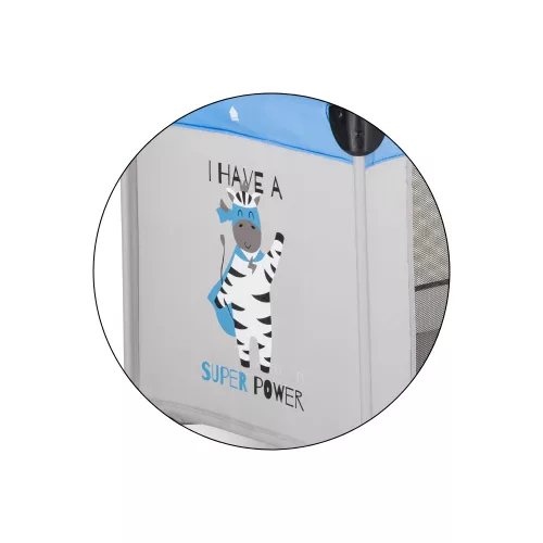 PETITE&MARS Utazóágy Koot matraccal Foldie, Zebra Super Power