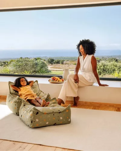 Wigiwama Szögletes Puff - Terrazzo Moss